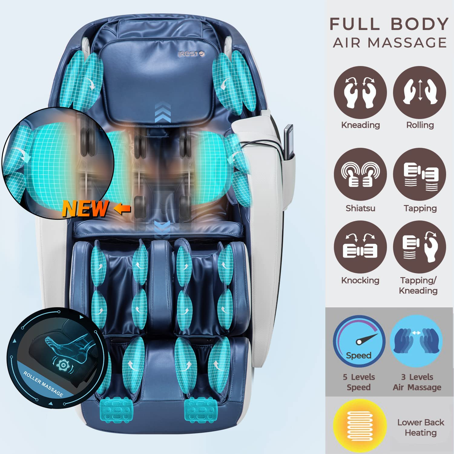 【Furniture】iRest SL Track Massage Chair Recliner, Full Body Massage Chair with Zero Gravity