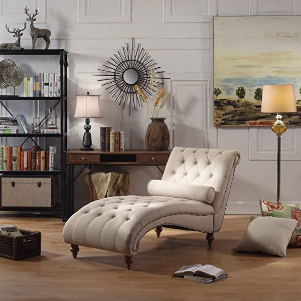 Rosevera Teofila Tufted Chaise Lounge Chair, Standard, Cream