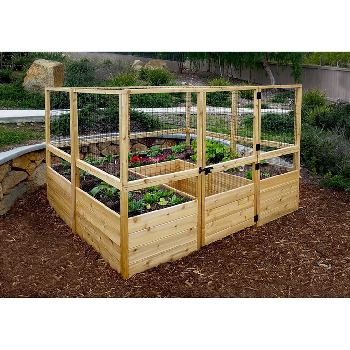 8 ft. w x 8 ft. D Cedar Garden in a Box with Deer Fence