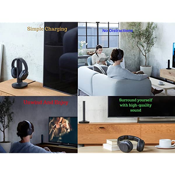 Sony Wireless Headphone & Cable Bundle – Wireless Home Theater Over-Ear Headphones Feature 150-Foot Range, Volume Control, Voice Mode, 20-Hr Battery Life – 6-ft 3.5mm Stereo + NeeGo RCA Plug Y-Adapt