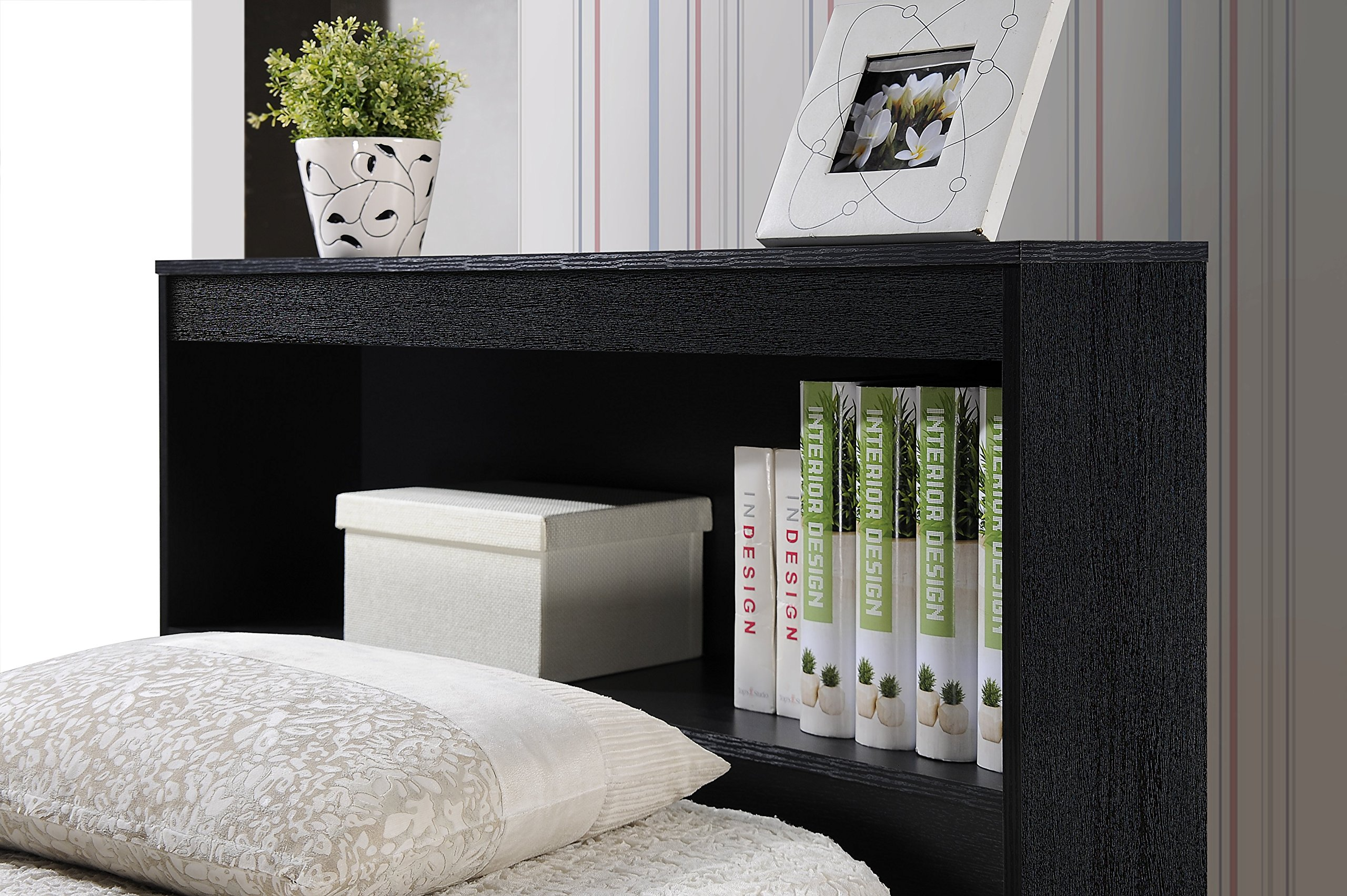 【Furniture】Hodedah Twin-Size Captain Bed with 3-Drawers and Headboard in Black