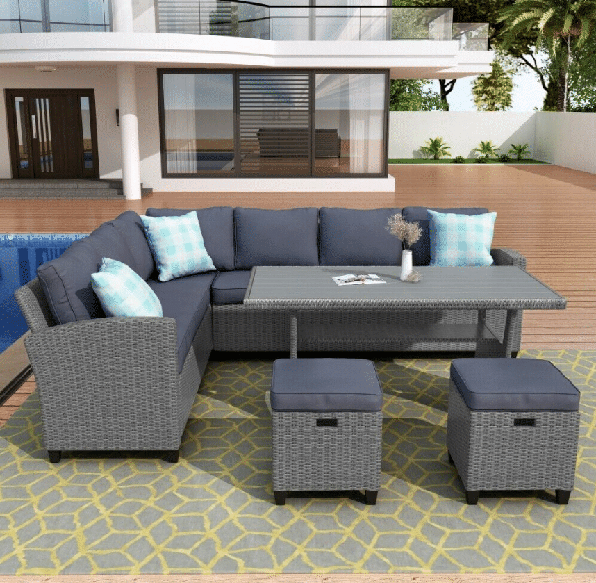 5-teiliges Gartenmöbel-Set für den Außenbereich, Esstisch und Stuhl