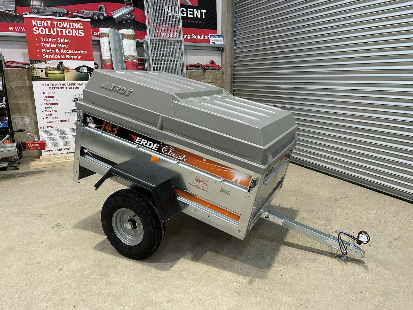 Newly assembled Erde 143 box car camper trailer with lockable ABS hard top