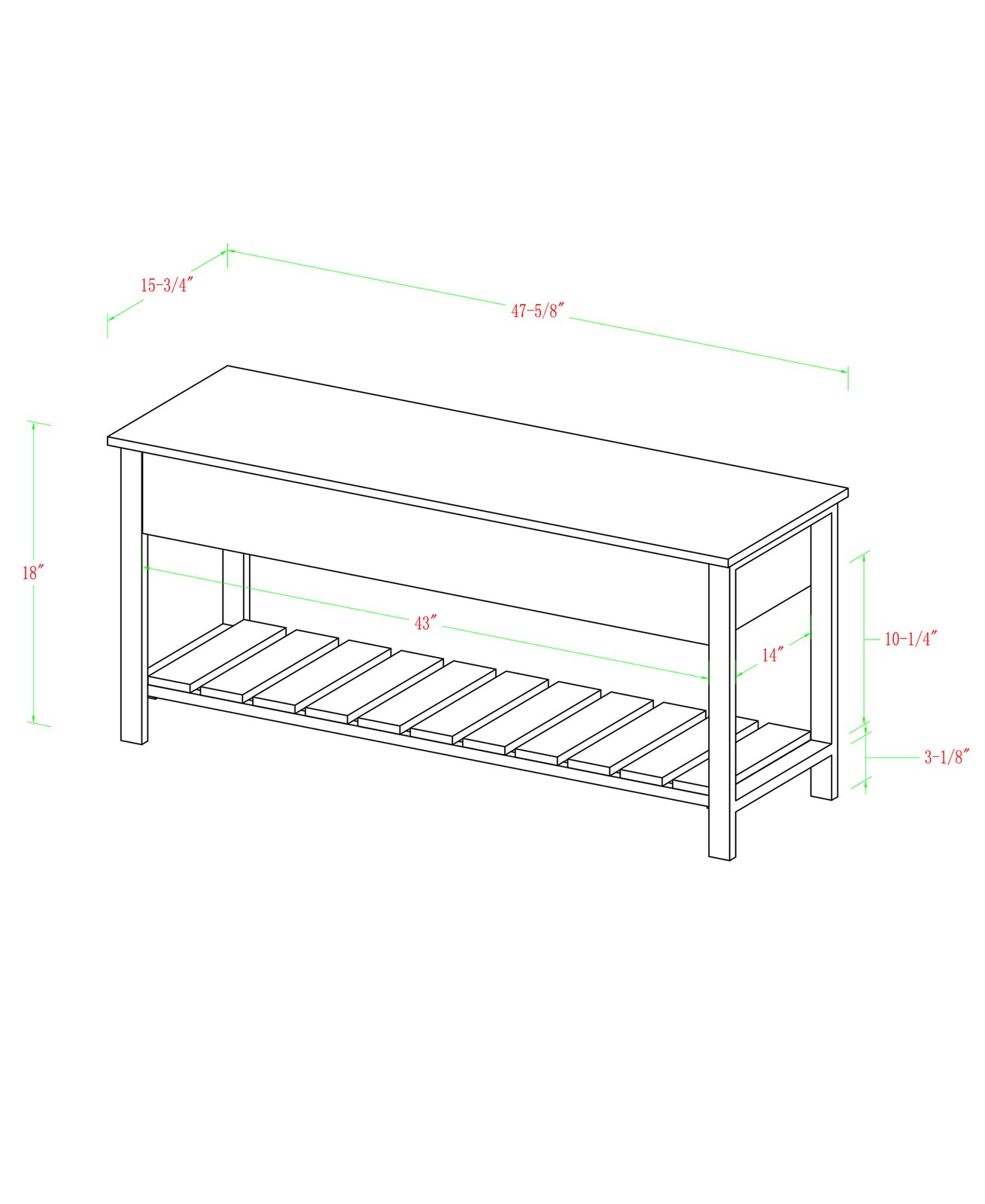 【Furniture】Ochlocknee Flip Top Storage Bench