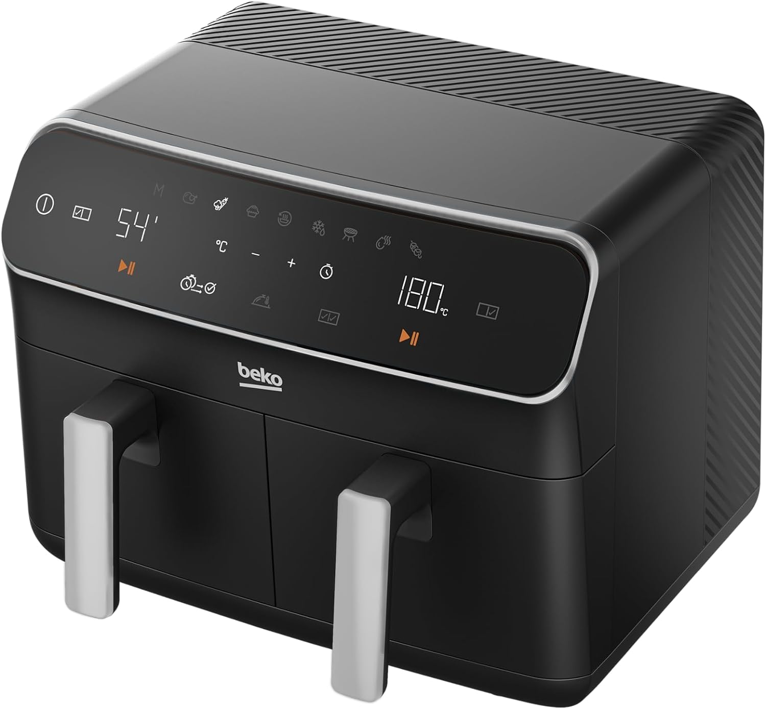 Beko Dual Zone Air fryer ExpertFry FRL5388B | 8.5L Capacity | Smart Finish | Match Cook | Wide LED Screen | 9 Automatic Cooking functions | Dehydrate | Air Fry