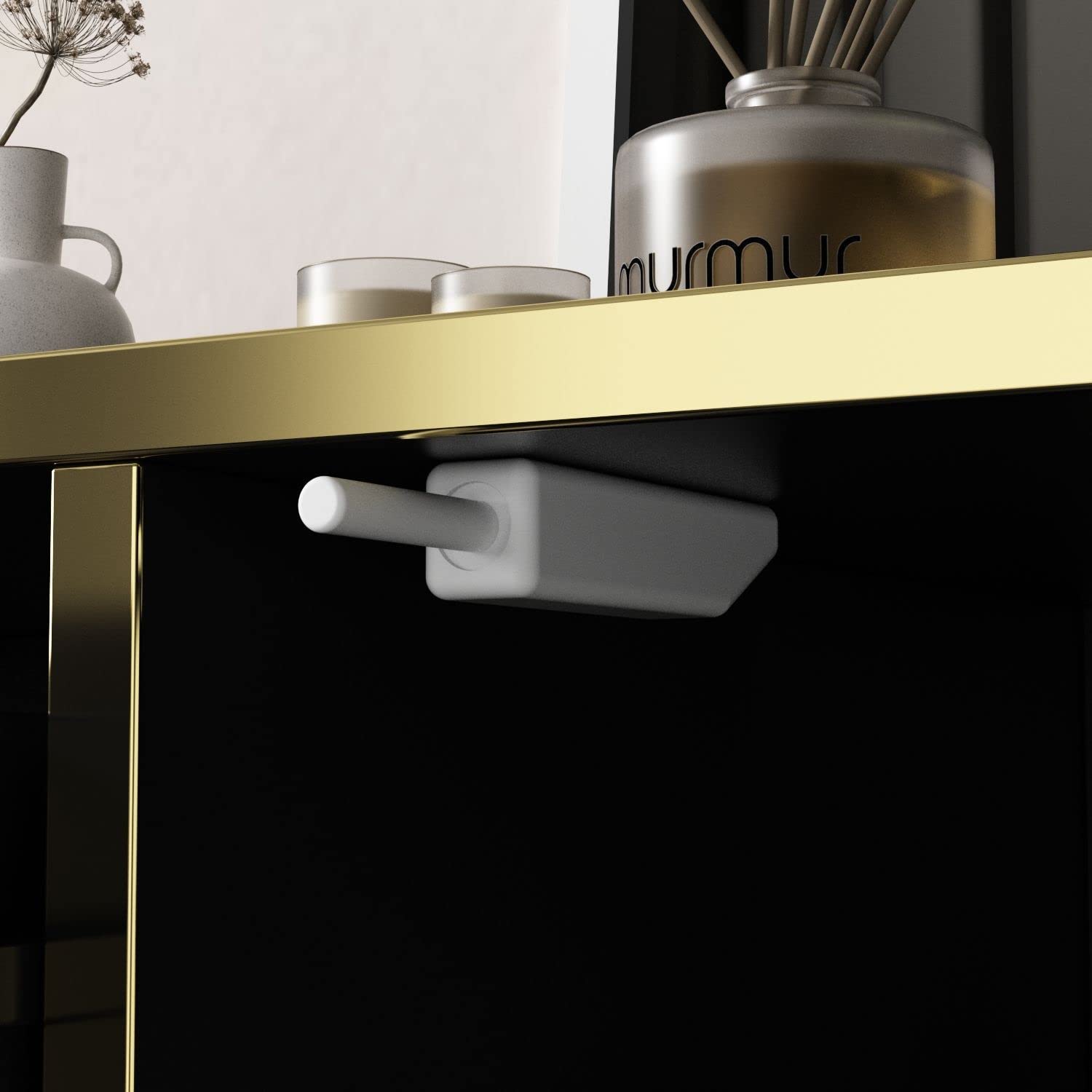 【Furniture】Modern Credenza Sideboard Buffet with Drawer & Pop-Up Doors, Buffet Sideboard Storage Cabinet