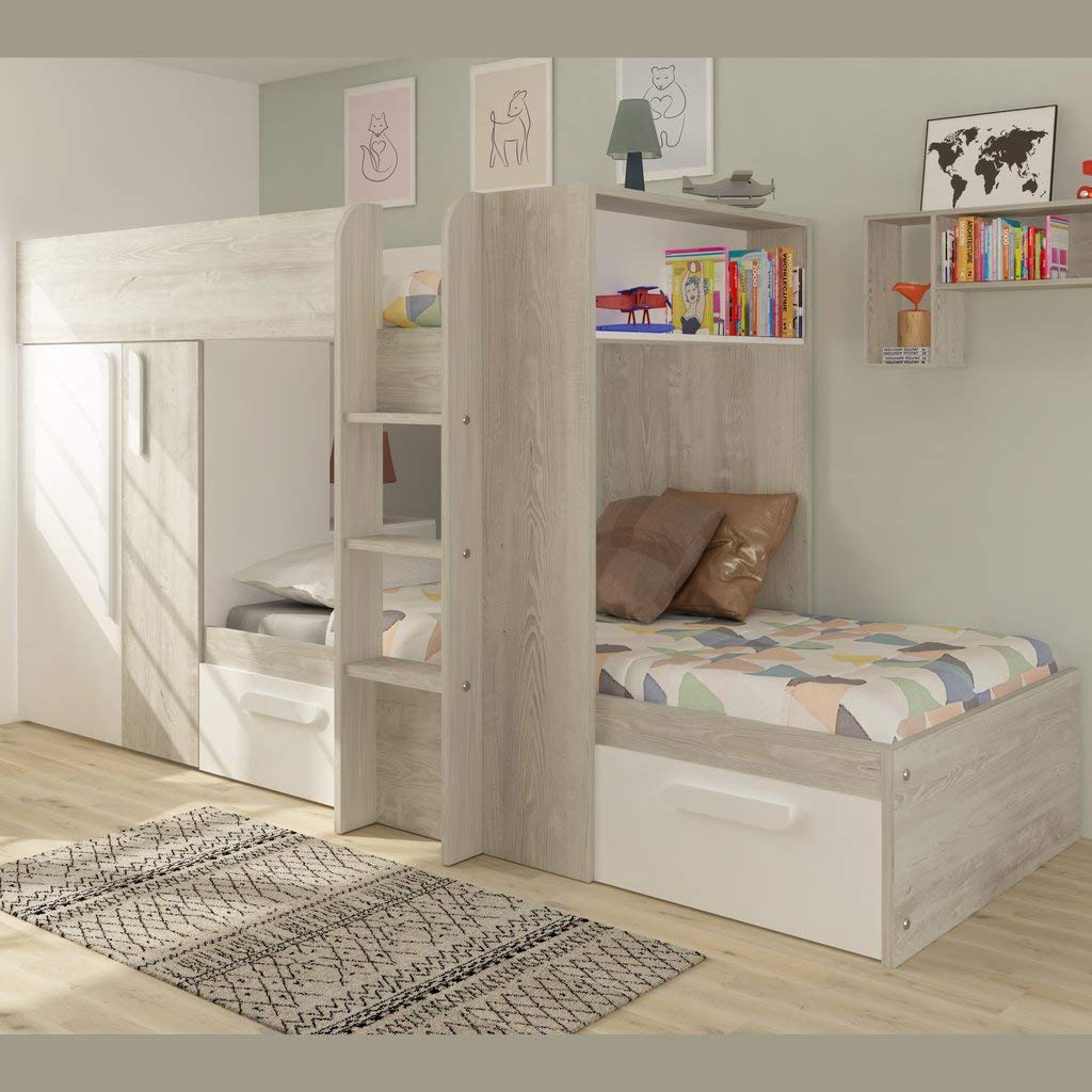 【Furniture】Trasman Barca Pink Bunk Bed with Wardrobe & Storage