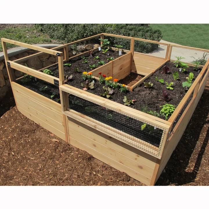 8 ft. w x 8 ft. D Cedar Garden in a Box with Deer Fence