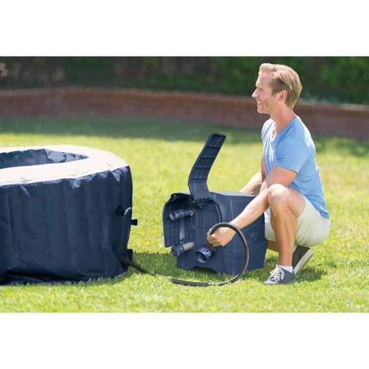 INTEX 6 - PERSON 170 - JET VINYL ROUND INFLATABLE HOT TUB IN DARK BLUE