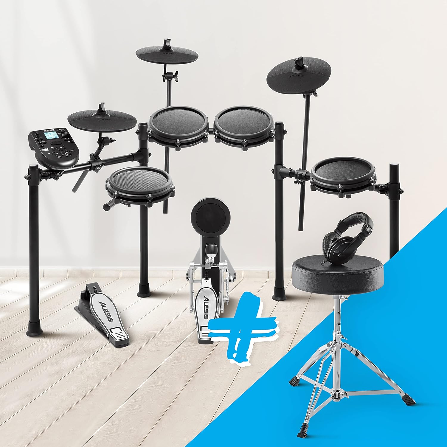 Alesis Nitro Max Kit Electric Drum Set with Quiet Mesh Pads, 10