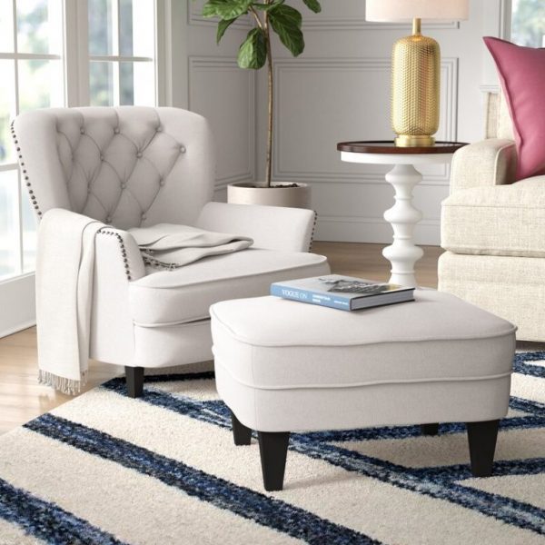 Heywood 32.5” Wide Tufted Armchair and Ottoman