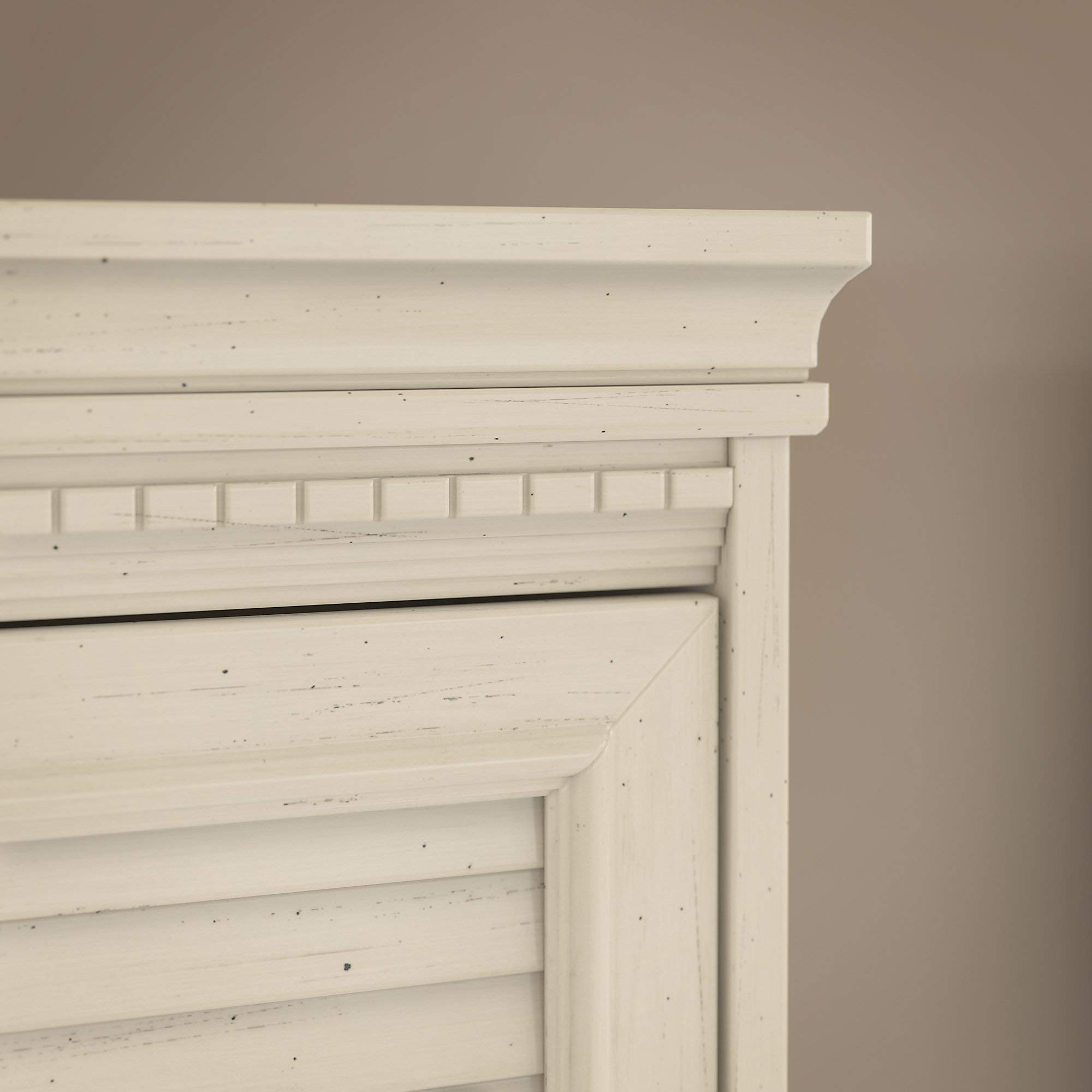 【Furniture】Fairview L Shaped Desk with Hutch, Bookcase and Lateral File Cabinet in Antique White