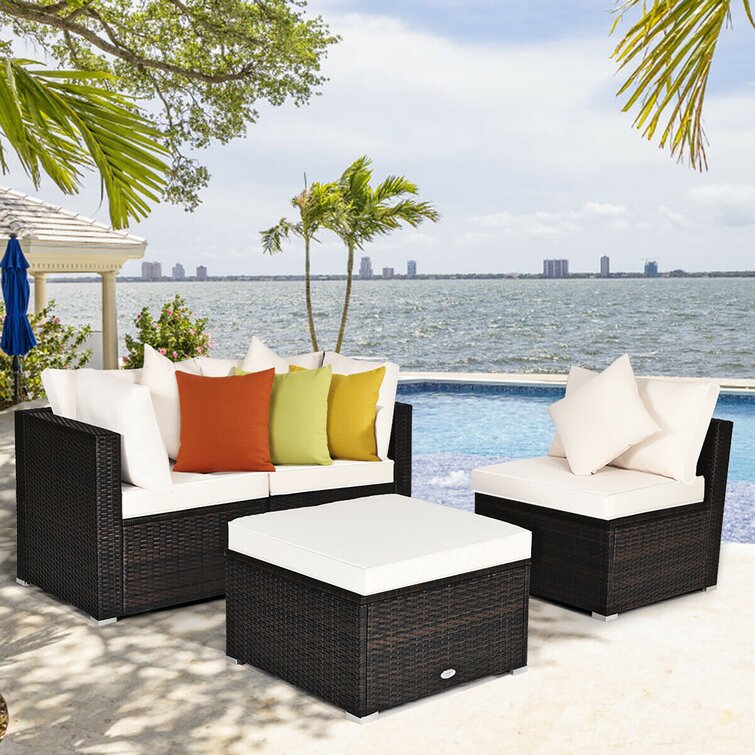 Polyethylene (PE) Wicker 4 - Person Seating Group with Cushions