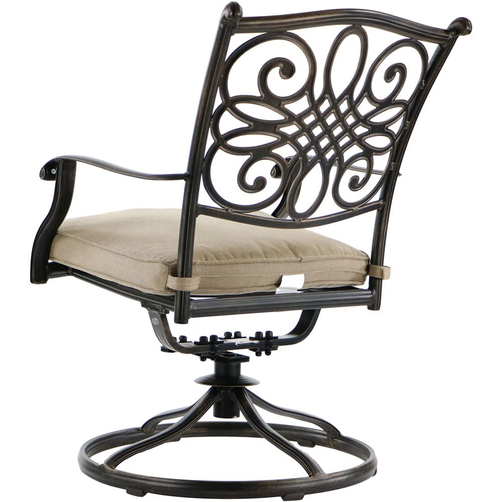 【Home&Garden】5-Piece Cast Aluminum Outdoor Patio Dining Set, 4 Swivel Rocker Chairs & 48 Round Table