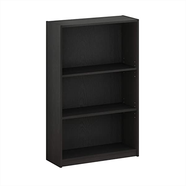 FURINNO JAYA Simple Home 3-Tier Adjustable Shelf Bookcase, White White 3-Tier Bookcase