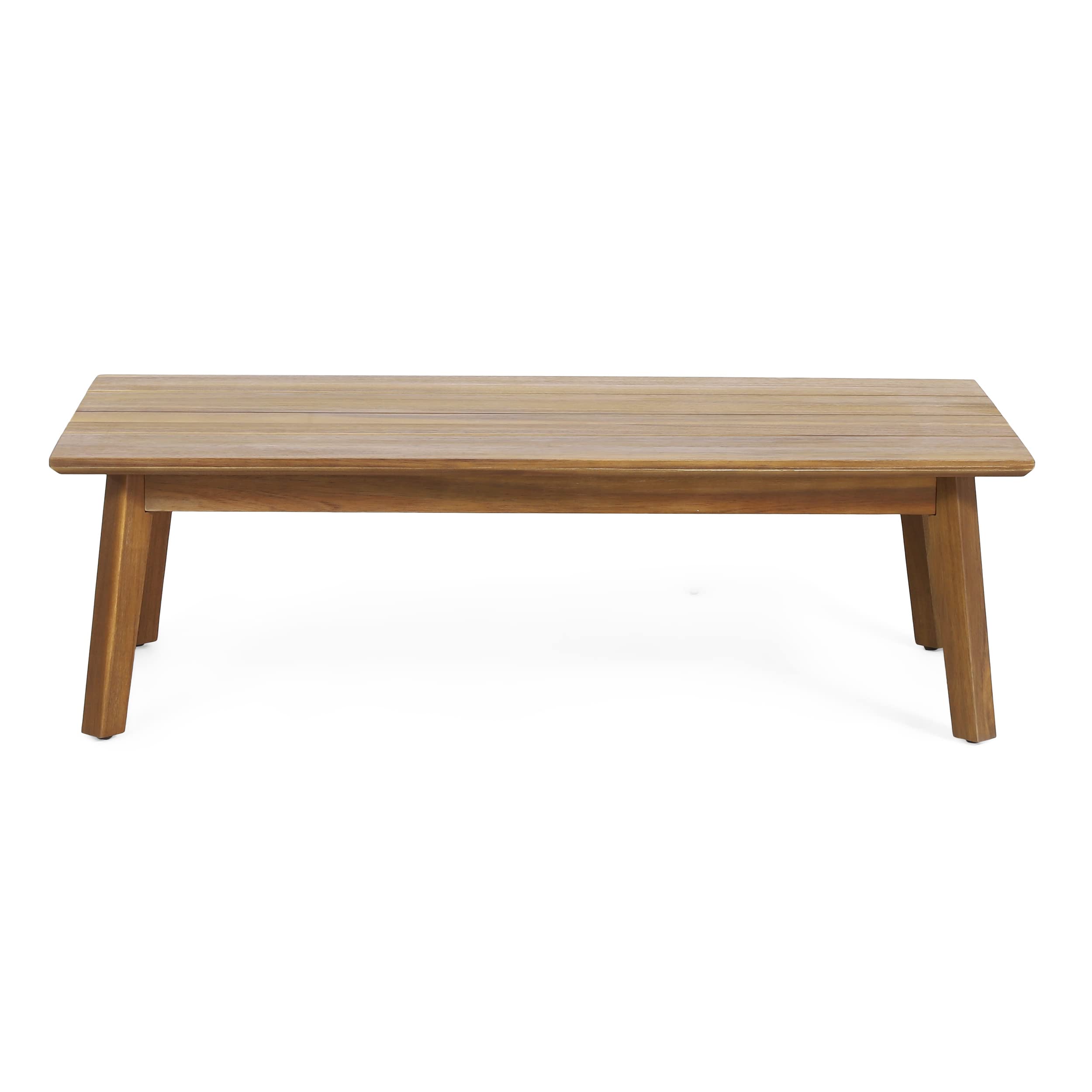 【Furniture】Burchett Outdoor 4 Pcs Chat Set - Acacia Wood and Wicker - Teak/Mixed Brown/Beige