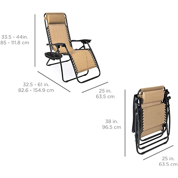 Best Choice Products Set of 2 Adjustable Steel Mesh Zero Gravity Lounge Chair Recliners w/Pillows and Cup Holder Trays - Burgundy