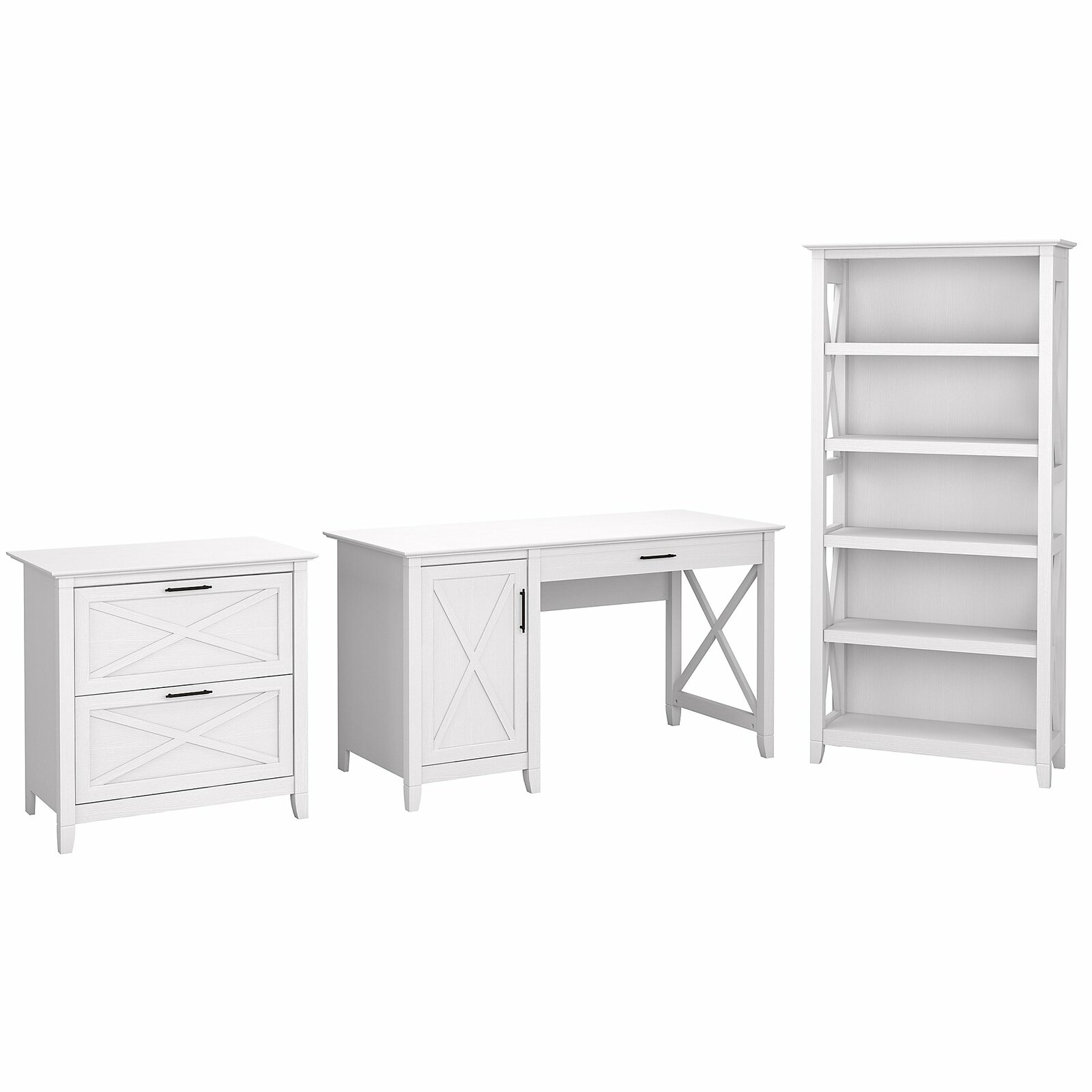 【Furniture】Veda 3 Piece Rectangular Computer Desk Office Set
