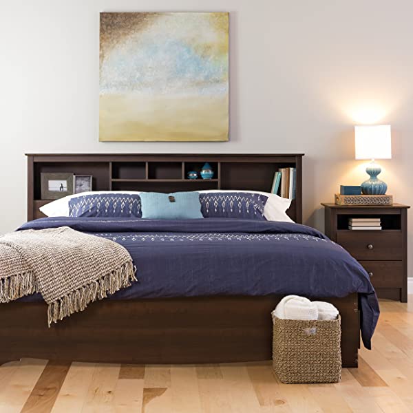 Prepac Fremont 2 Drawer Nightstand with Open Shelf, Espresso, Tall Espresso Fremont Nightstand