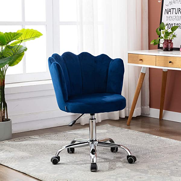 MTFY Modern Home Office Swivel Chair, Shell Desk Chair with Adjustable Height, Upholstered Ergonomic Computer Desk Chair Leisure Task Chair Accent Armchair for Office, Living Room,Bedroom (Beige)